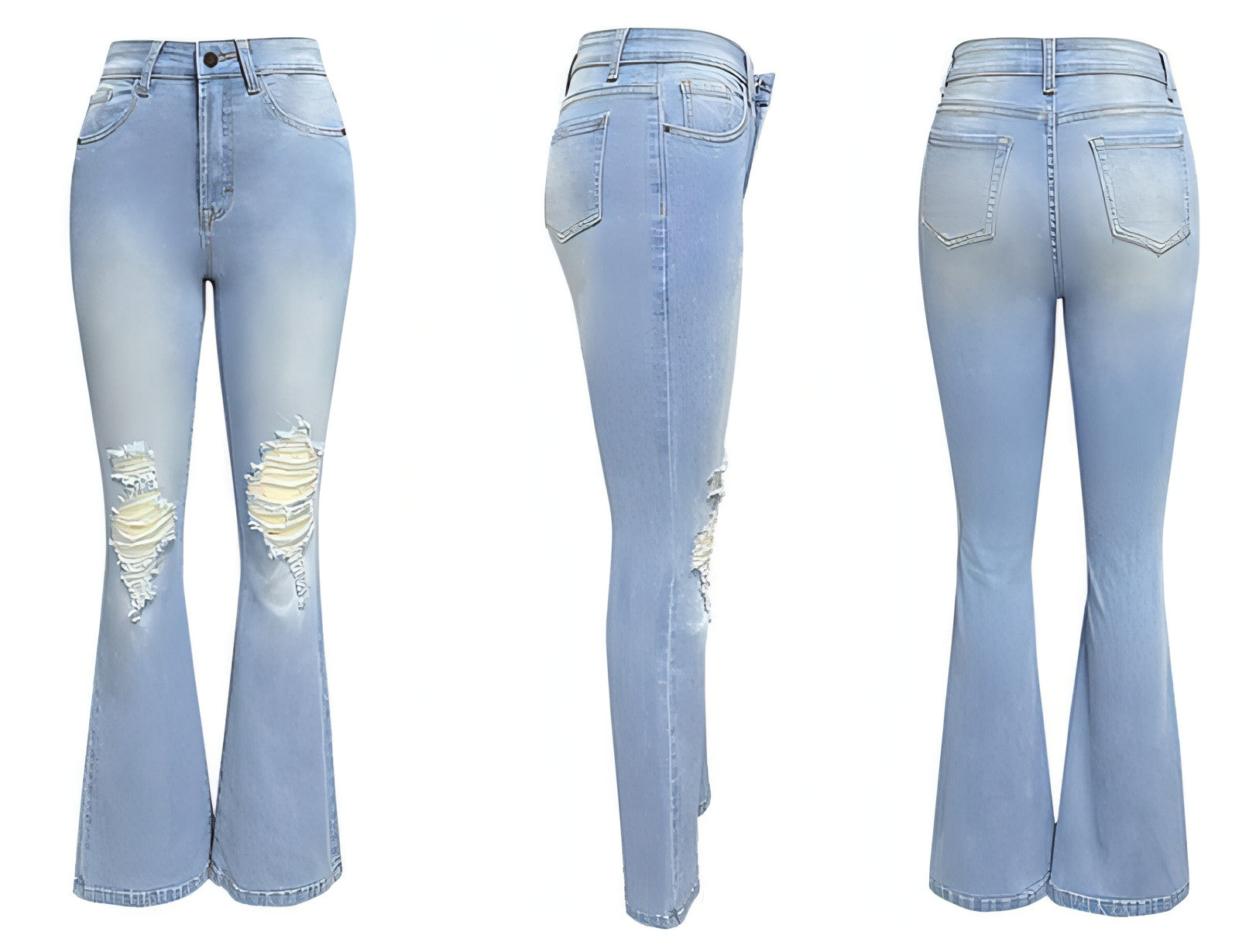 Bell Jean UrbanEase light wash wide-leg denim front and back product view