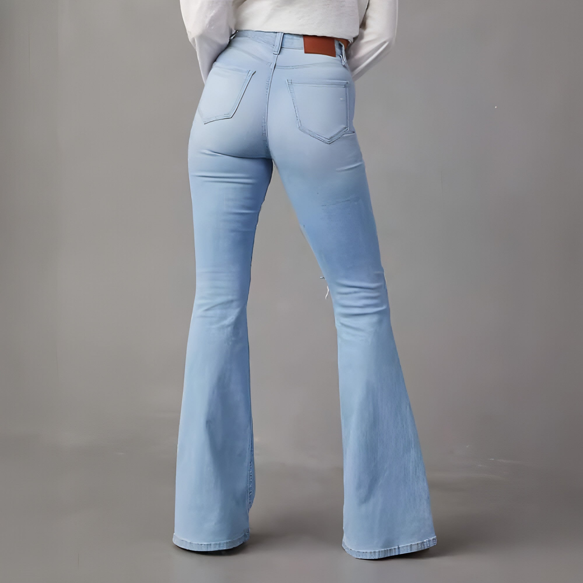 Bell Jean UrbanEase wide-leg denim back view with light wash finish