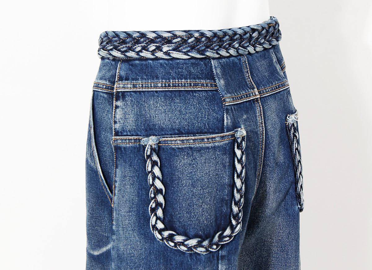 Bell Bottom Braided Wide Jeans