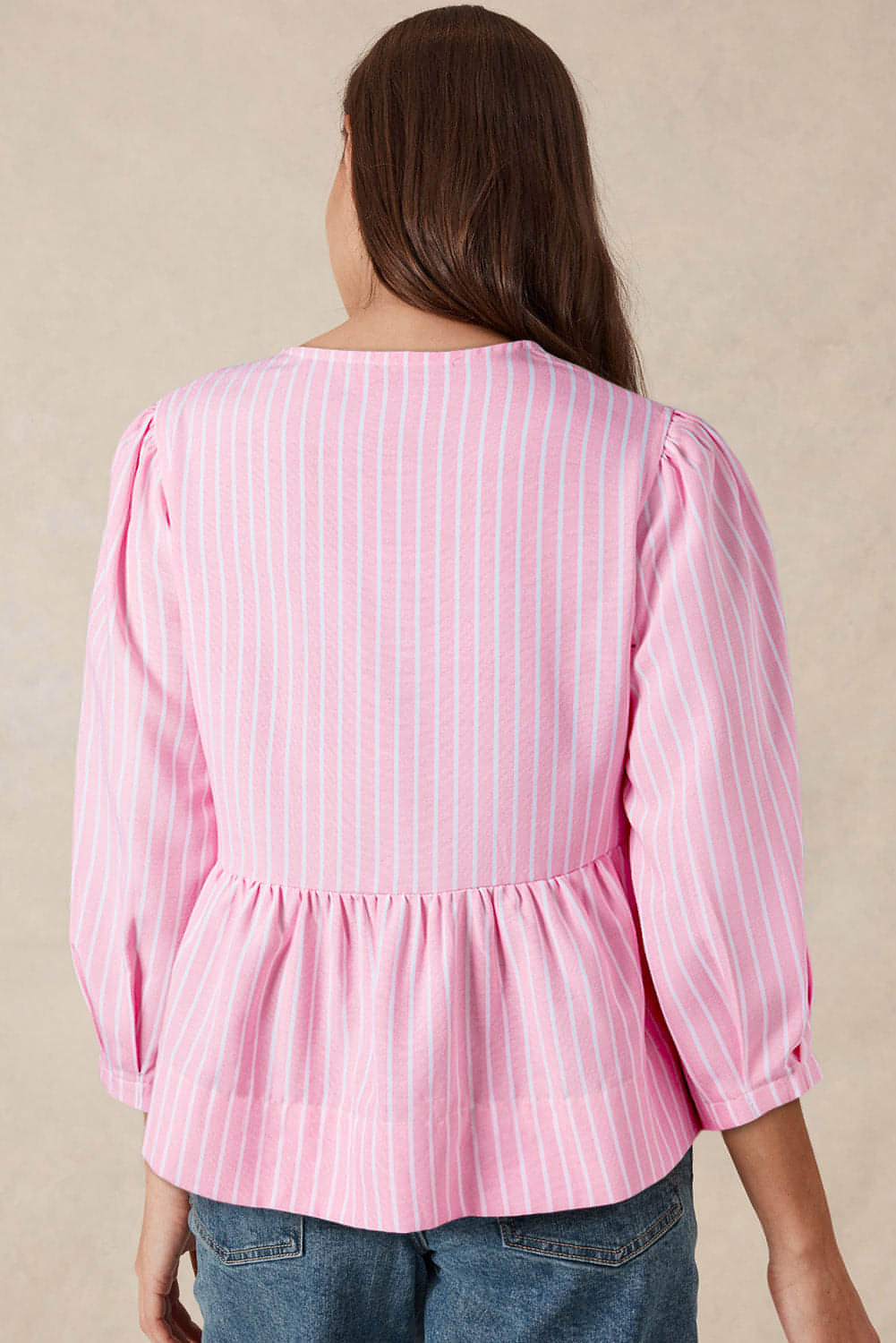 Bell Bow Top — Pink Stripe