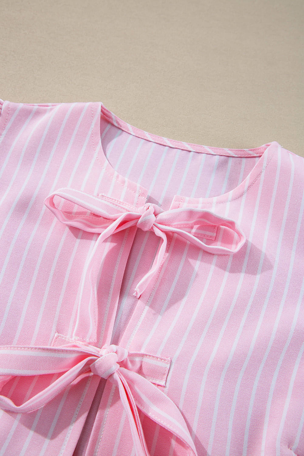 Bell Bow Top — Pink Stripe