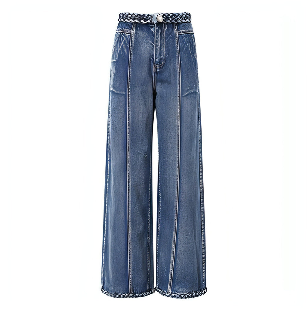 Bell Bottom Braided Wide Jeans