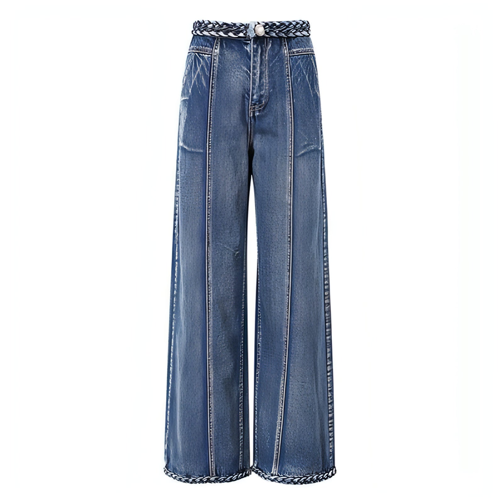 Bell Bottom Braided Wide Jeans
