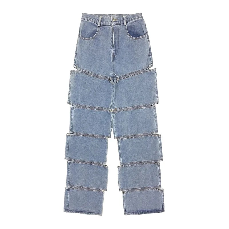 Ripped denim with pocket/strap