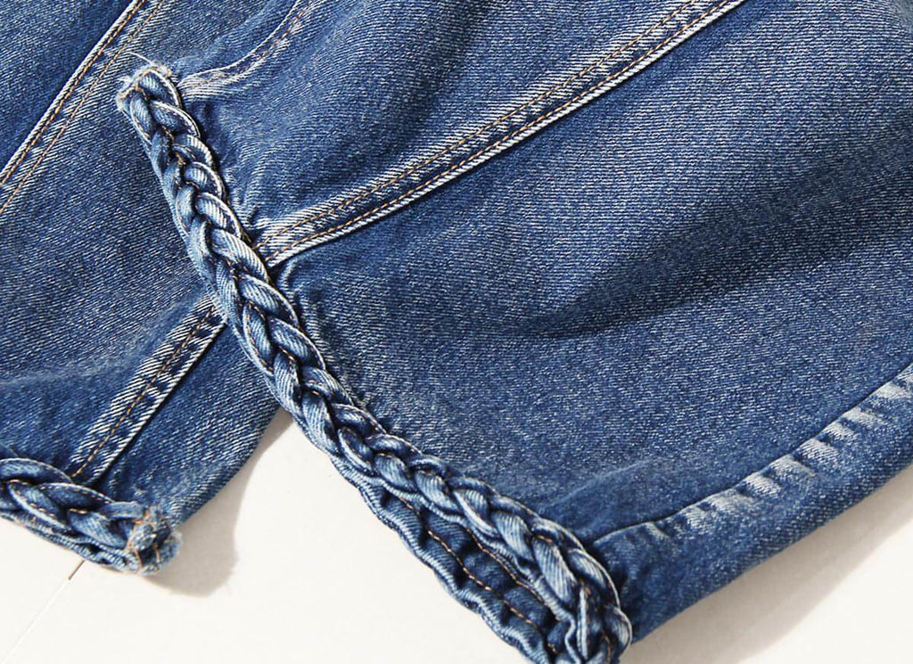 Bell Bottom Braided Wide Jeans