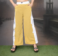 Yellow Bell Wide-Leg Cargo Pants with White Panels